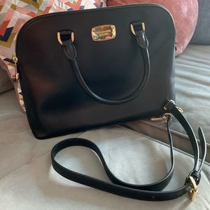 Michael Kors Black Leather Dome Satchel Alma Style